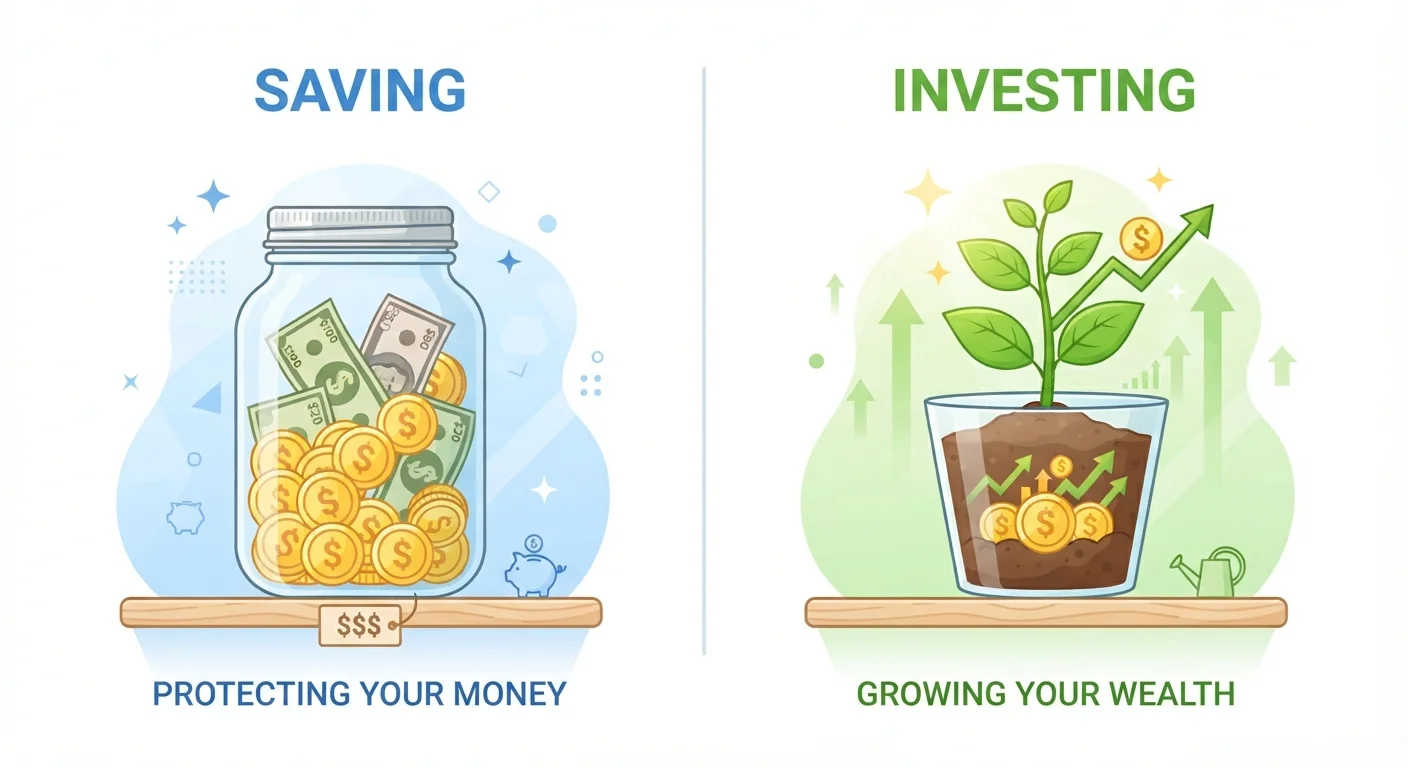 The Difference Between Saving and Investing (And Why It Matters Early On)